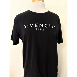 Givenchy Paris Black Logo T-Shirt Made In Italy Size XXL White Letters Auth